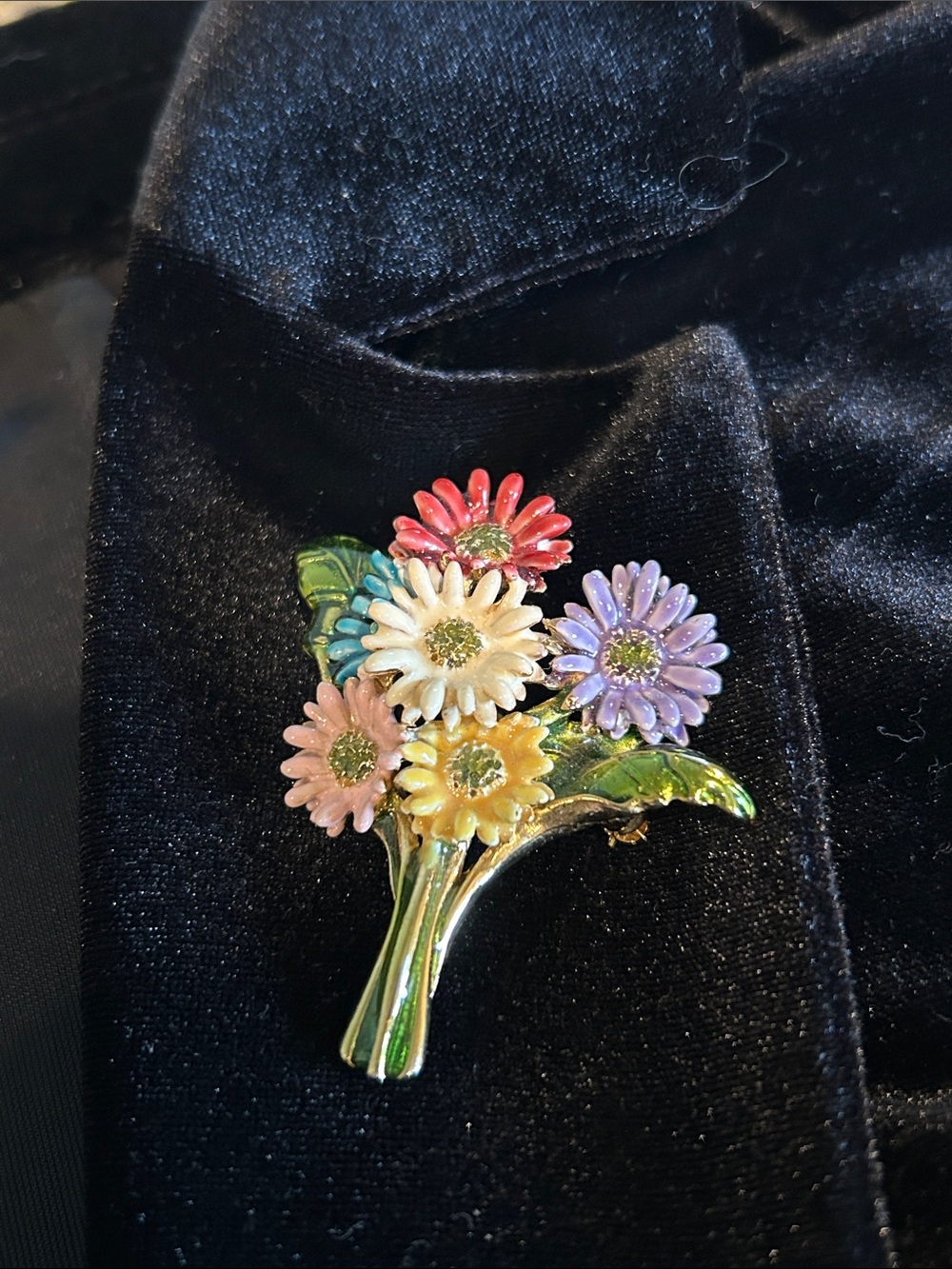 Museum of Fine Arts (m.f.a.) Enamel Bouquet Brooch - Multicolor Gold-Tone